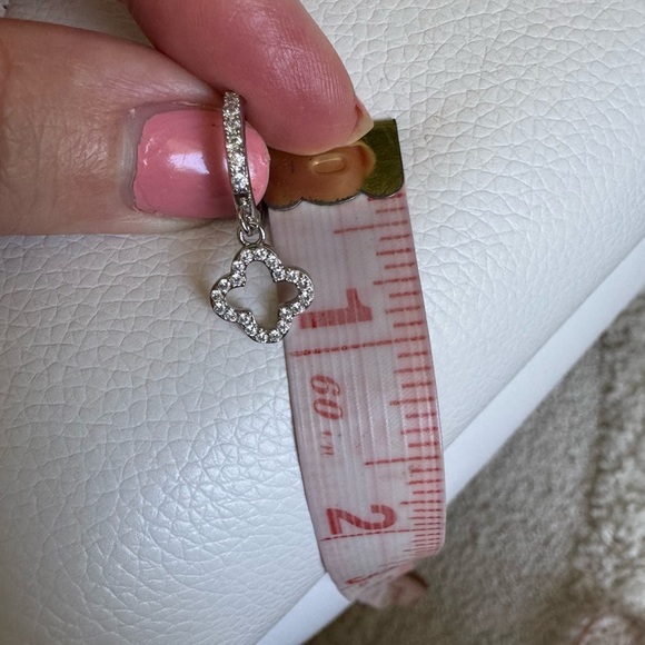 Clover Silver Dangle Earrings Diamond CZ New Alhambra - Picture 7 of 8